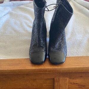 Circus by Sam Edelman Glitter Black Ankle Boots
